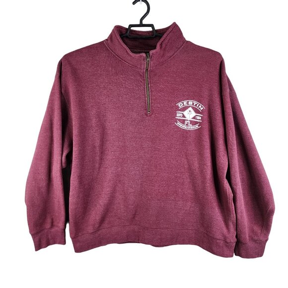 Mens Burgundy Prairie Mountain Pullover Sweatshirt Destin Long Sleeve 1/4 Zip XL - Picture 1 of 11